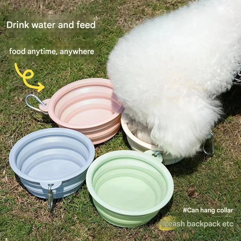 Gamelle de voyage pliable en silicone pour chien et chat – avec mousqueton, 350 ml