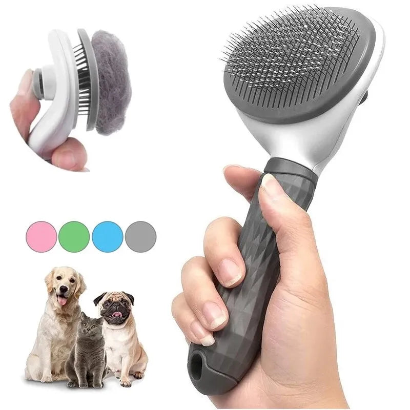 Brosse autonettoyante pour chien et chat – retire poils morts et nœuds