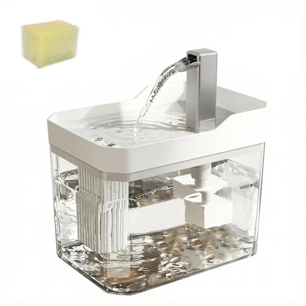 Fontaine à eau pour chat 1,5 L – filtre automatique, transparente
