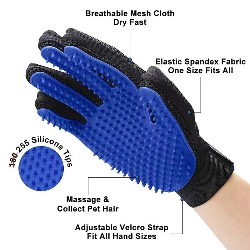 Gant de bain et de toilettage en silicone pour chien et chat – retire les poils, massage