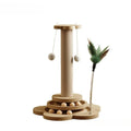Griffoir pour chat en bois massif – plateau tournant en sisal avec balles