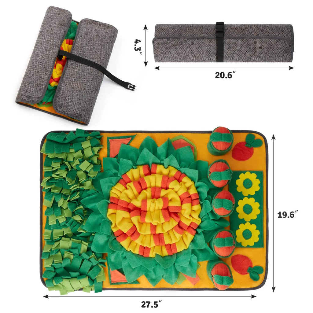 Tapis à renifler pour chien 70 × 50 cm – jeu de flair en forme de carottes, mangeoire lente
