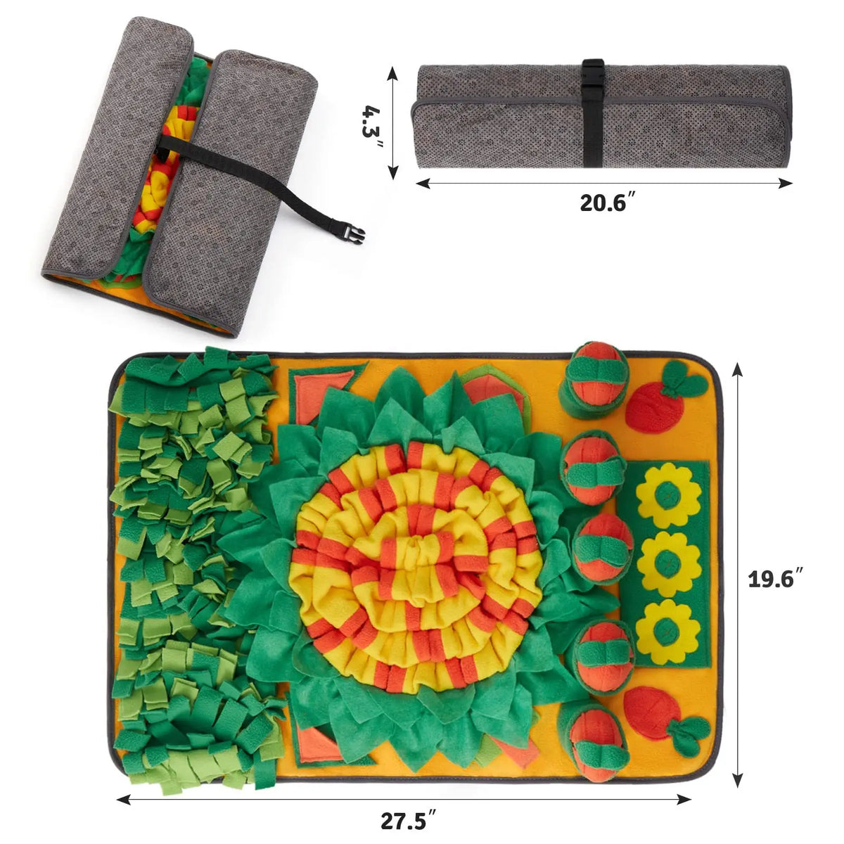 Tapis à renifler pour chien 70 × 50 cm – jeu de flair en forme de carottes, mangeoire lente