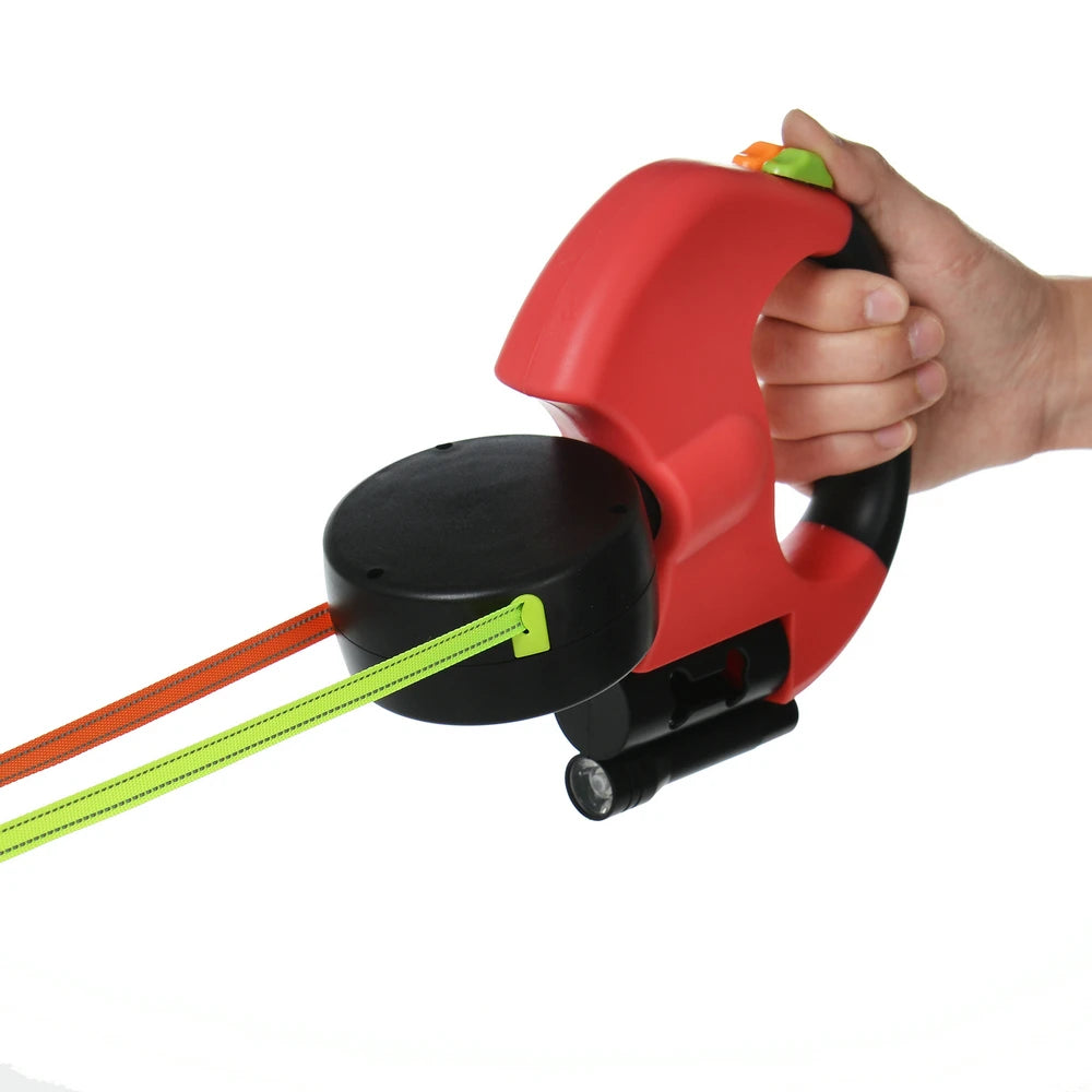 Laisse double rétractable 3 m pour petits chiens et chats – réfléchissante, pivot 360°