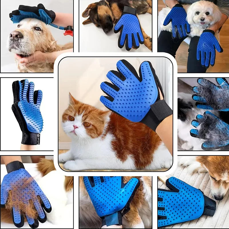 Gant de bain et de toilettage en silicone pour chien et chat – retire les poils, massage