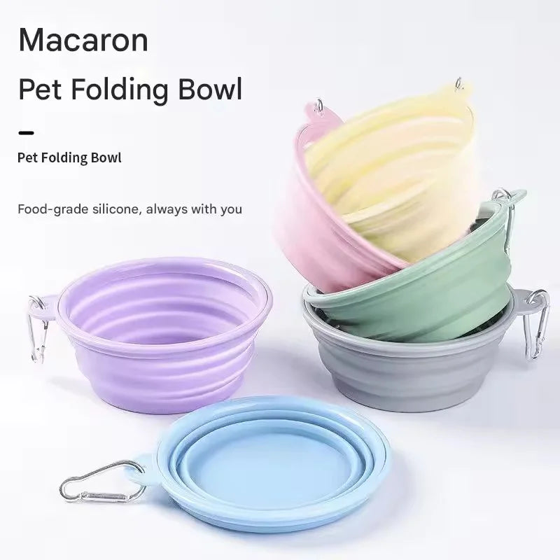 Gamelle de voyage pliable en silicone pour chien et chat – avec mousqueton, 350 ml