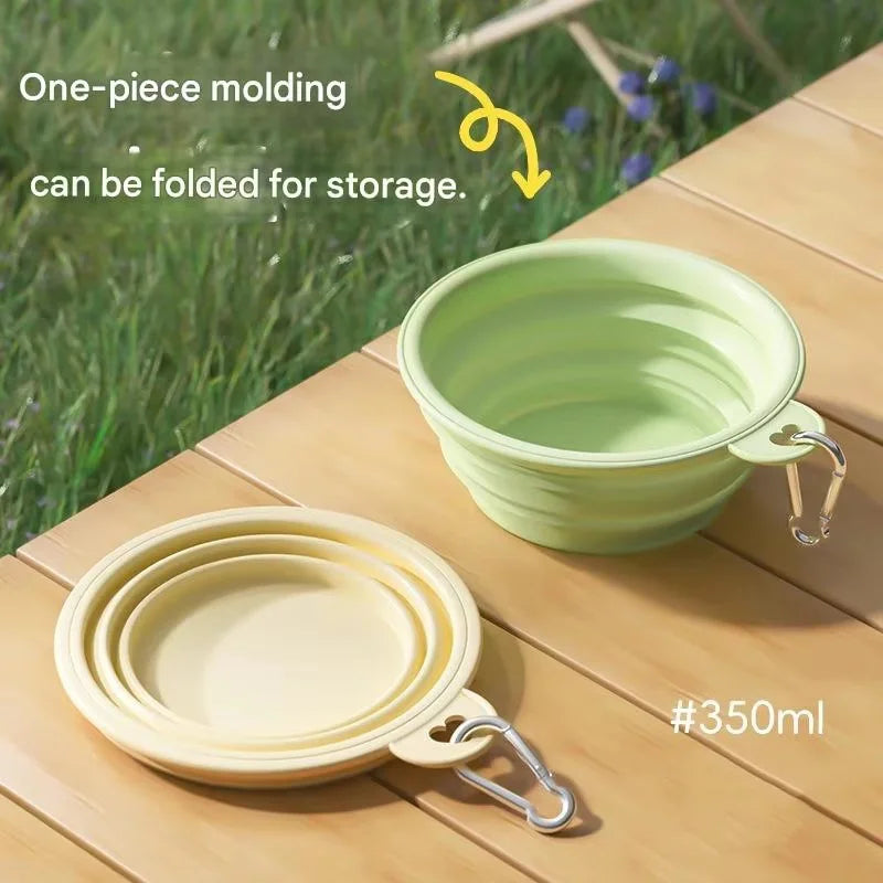 Gamelle de voyage pliable en silicone pour chien et chat – avec mousqueton, 350 ml