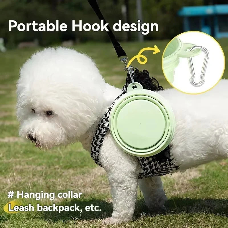 Gamelle de voyage pliable en silicone pour chien et chat – avec mousqueton, 350 ml
